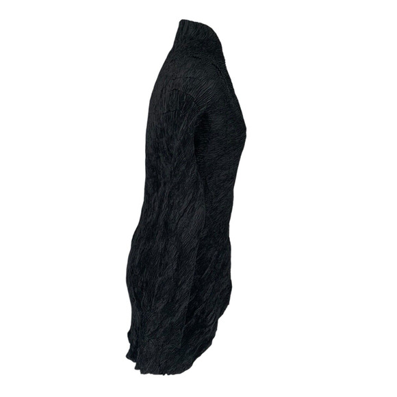 Anett Rostel Crinkle Pleat Jacket Size 42 Black Asymmetric Hem M/L Lagenlook - Picture 3 of 12